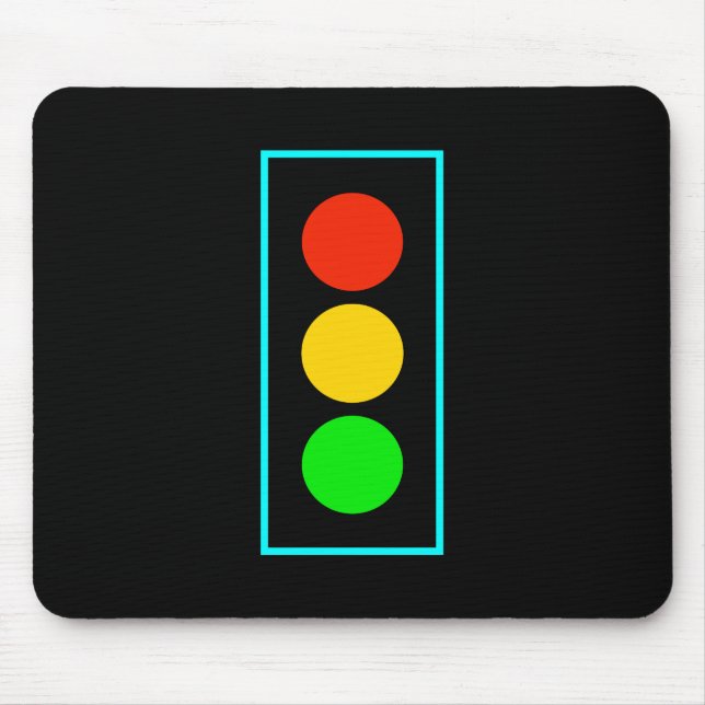 Stoplight with Light Blue Border Mouse Mat (Front)