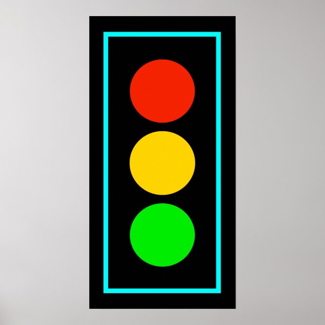 Stoplight with Light Blue Border Poster (Front)