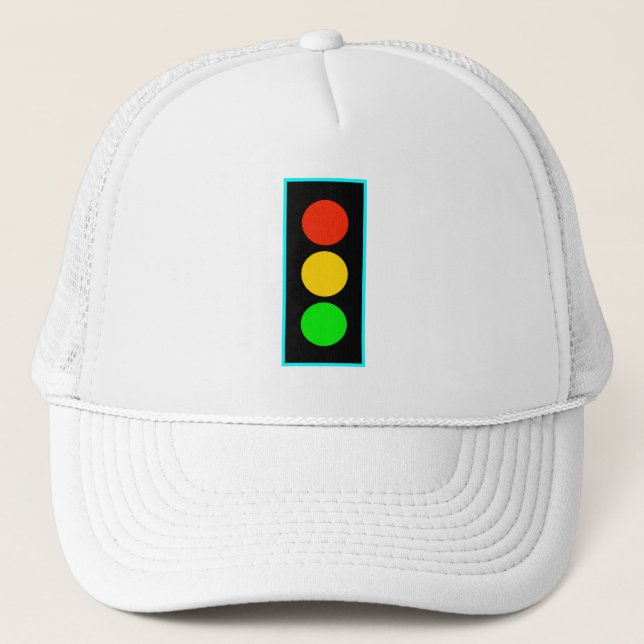 Stoplight with Light Blue Border Trucker Hat (Front)