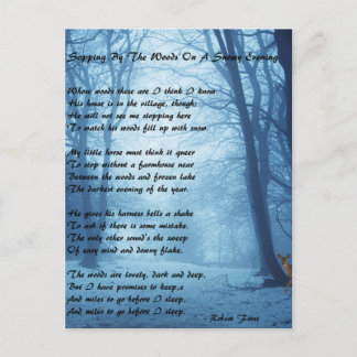 Stopping By The Woods by: Robert Frost Postcard