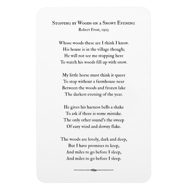 Stopping by Woods on a Snowy Evening, Robert Frost Magnet (Vertical)