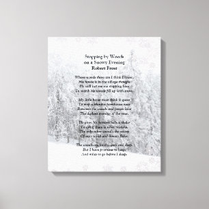 Stopping by Woods Snowy Evening Robert Frost Poem Canvas Print