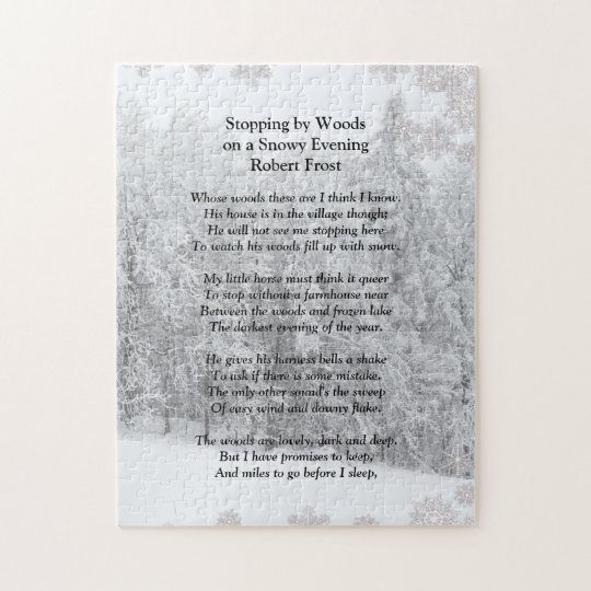 Stopping by Woods Snowy Evening Robert Frost Poem Jigsaw Puzzle ...