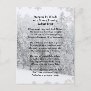 Stopping by Woods Snowy Evening Robert Frost Poem Postcard