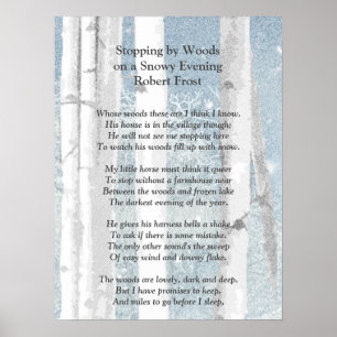Stopping by Woods Snowy Evening Robert Frost Poem Poster