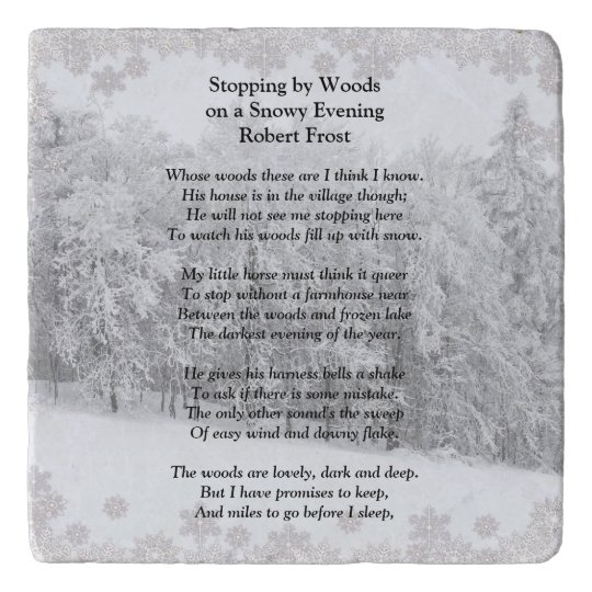 Stopping By Woods Snowy Evening Robert Frost Poem Trivet 