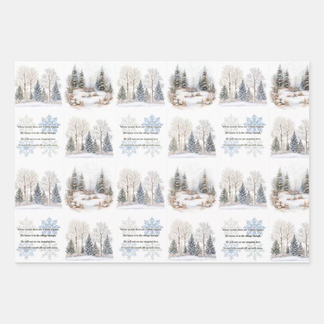 Stopping by Woods Wrapping Paper Sheet (Front)