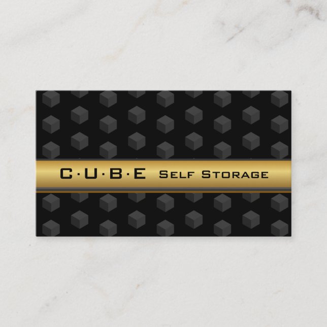 Storage Business Card Cube Box Black Gold 3D (Front)