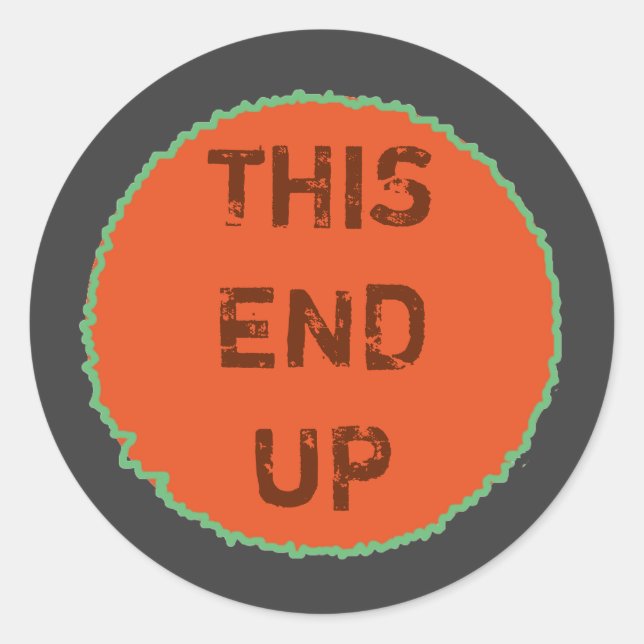 Storage THIS END UP Direction Branding Classic Round Sticker (Front)