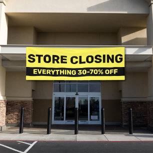 Store Closing Going Out of Business Black & Yellow Banner