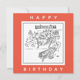 Store Detectives at a Supermarket Cartoon Card