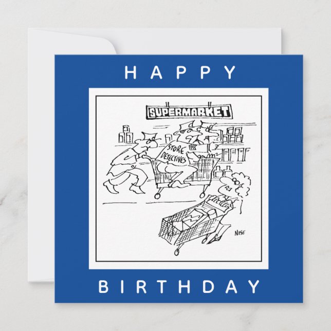 Store Detectives at a Supermarket Cartoon Card (Front)