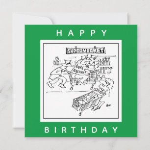 Store Detectives at a Supermarket Cartoon Card