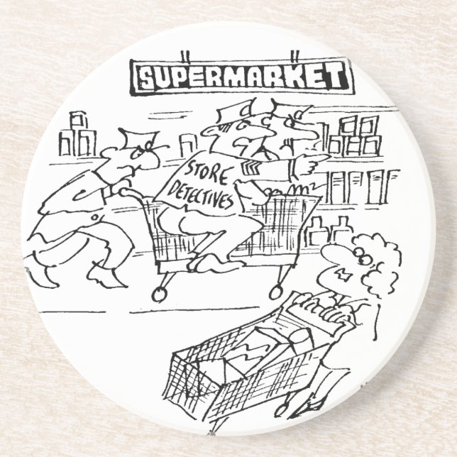 Store Detectives at a Supermarket Coaster (Front)