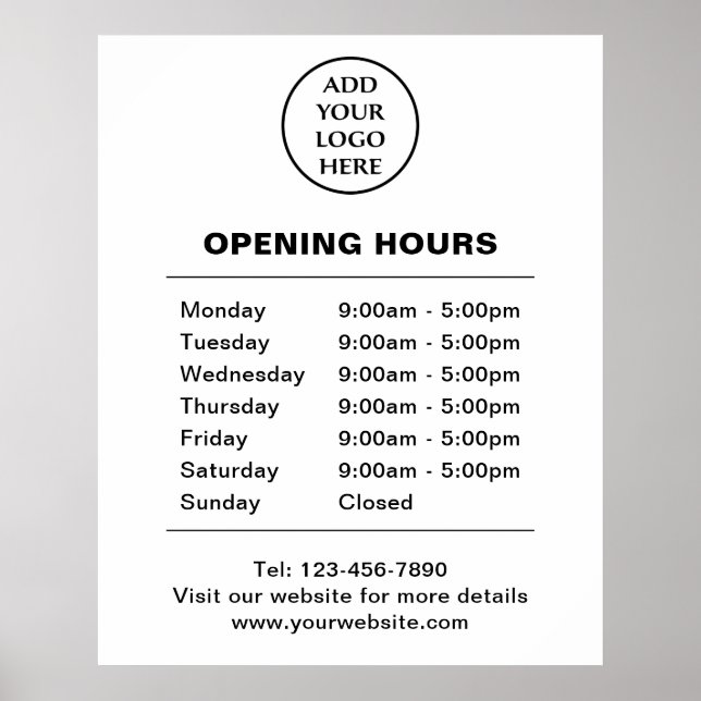 Store Hours Corporate Business Company Logo Here Poster (Front)