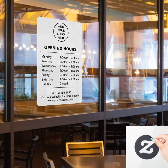 Store Hours Corporate Business Company Logo Here Window Cling (Restaurant Window)