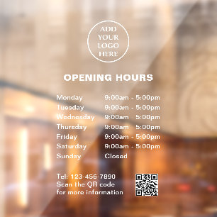 Store Hours Logo Here Corporate QR Code Company Window Cling