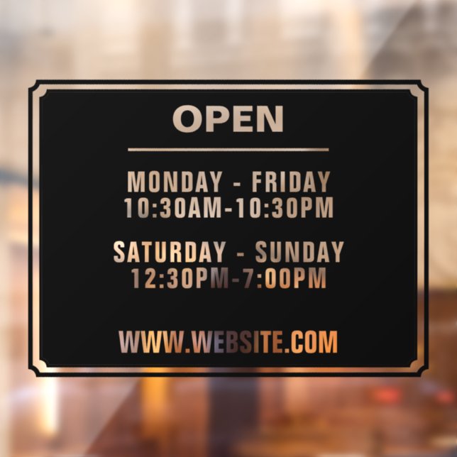 Store Hours Of Operation Website Black Transparent Window Cling (Sheet 2)
