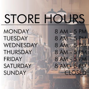 Store Open Hours   Business Black  Window Cling