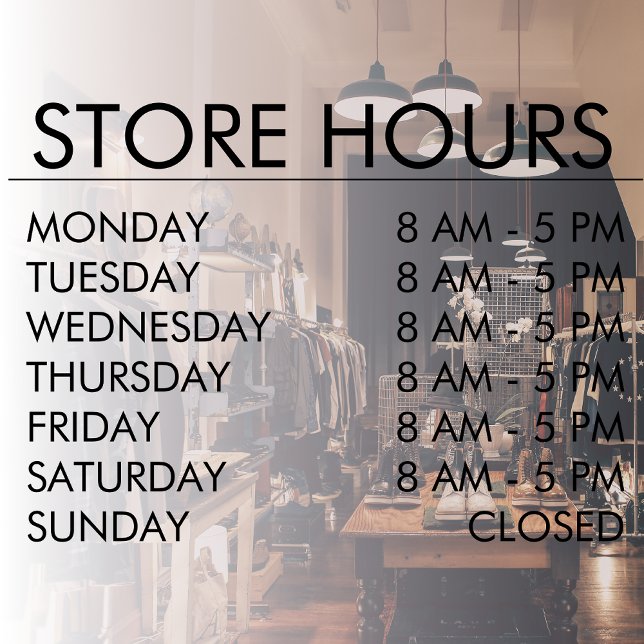 Store Open Hours | Business Black  Window Cling (Creator Uploaded)