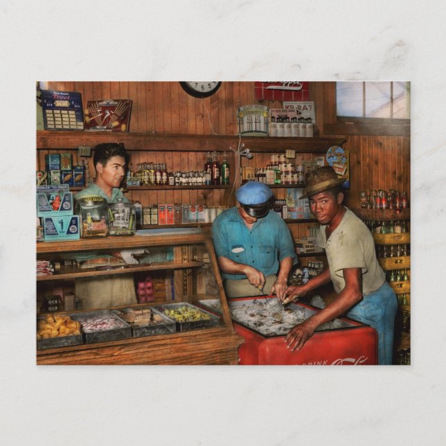 Store - Picking out a soda 1938 Postcard (Front)