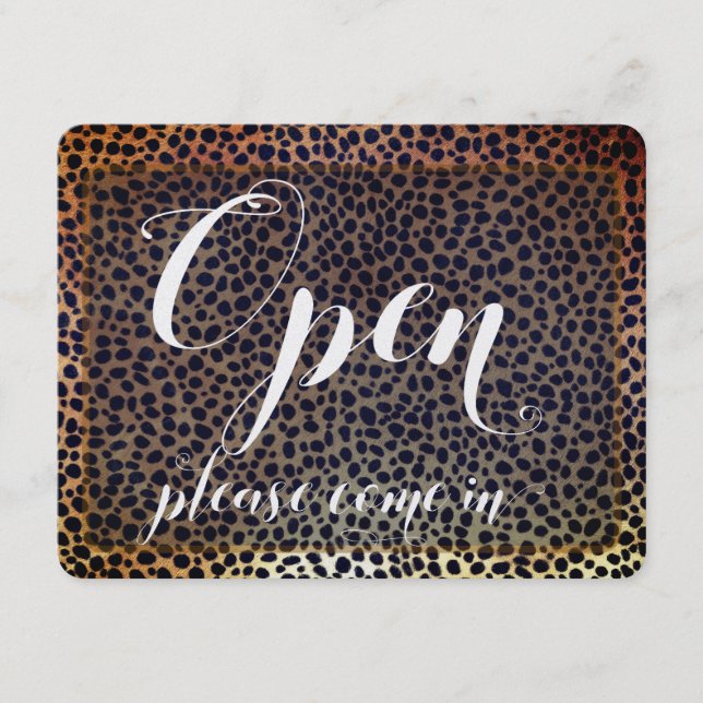 Store Window Leopard Hanging Open & Closed Sign (Front)