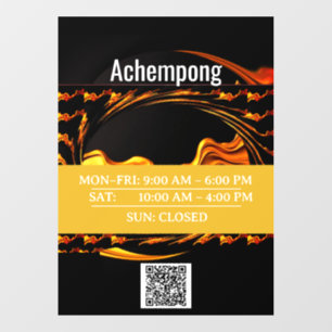 Storefront Sign: Achempong Gold Abstract Hour Disp Window Cling