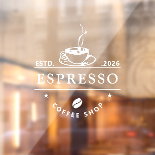 Storefront static cling clear decal or cafe