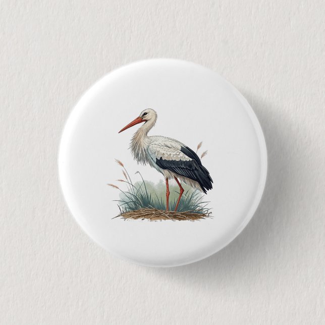 Stork 3 Cm Round Badge (Front)