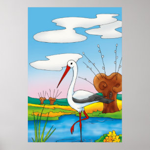 Stork Adorable Animal Poster