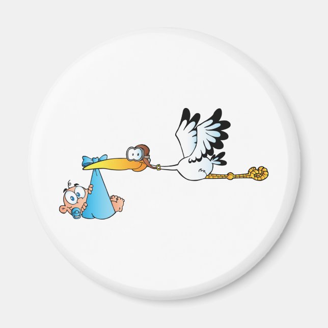 Stork and Baby Boy Magnet (Front)