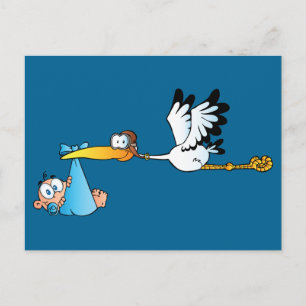 Stork and Baby Boy Postcard