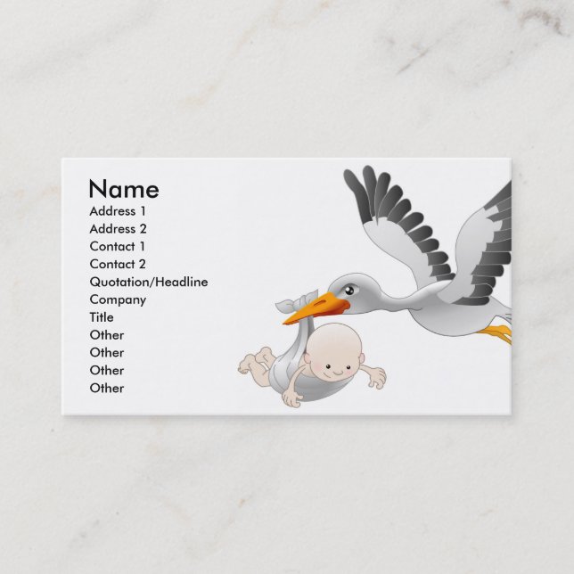 Stork and baby business card (Front)