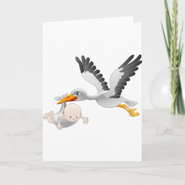 stork and baby card (Front)
