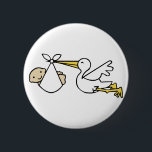 Stork and baby Cartoon Cute Birth Announcement 6 Cm Round Badge<br><div class="desc">Stork and baby Cartoon Cute Birth Announcement
congratulations</div>