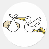 Stork and baby Cartoon Cute Birth Announcement