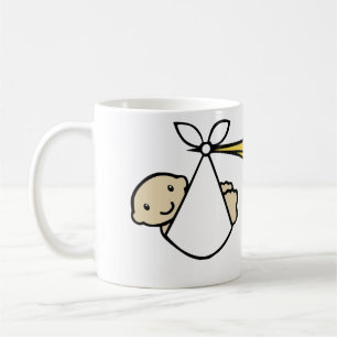 Stork and baby Cartoon Cute Birth Announcement Coffee Mug