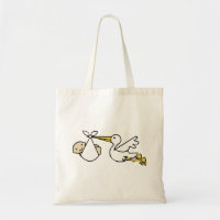 Stork and baby Cartoon Cute Birth Announcement