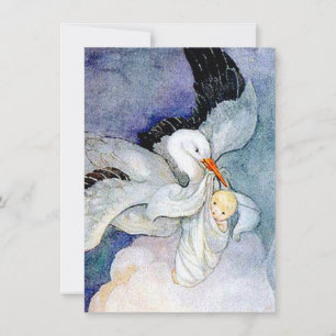 Stork and Baby Customisable Invitation