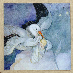 Stork and Baby Customisable Invitation