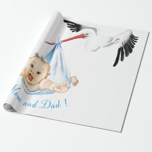 Stork and Baby Funny Baby Shower Wrapping Paper