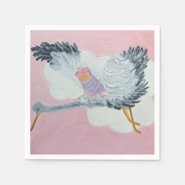Stork and Baby Girl Cocktail Napkins (Front)