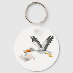 stork and baby key ring