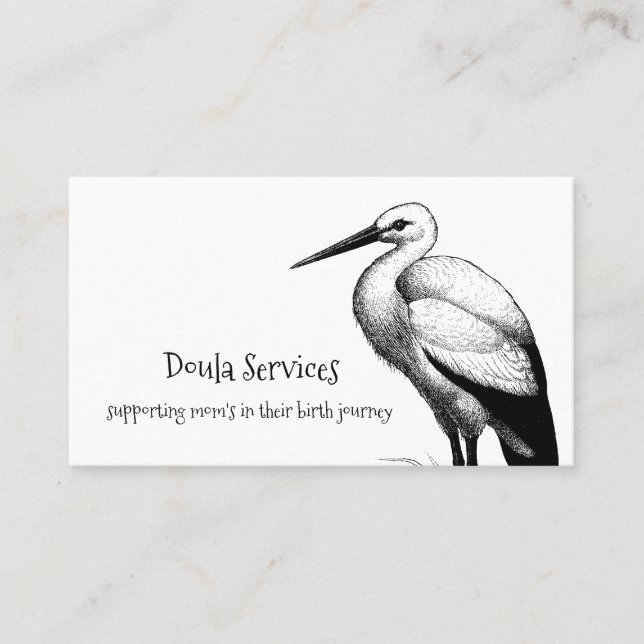 Stork And Baby On Scale Doula Or Midwife Business Card (Front)