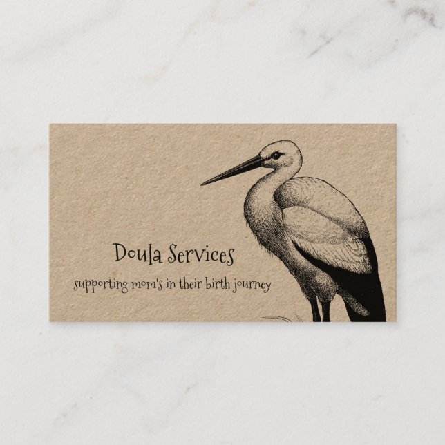 Stork And Baby On Scale Doula Or Midwife Business Card (Front)