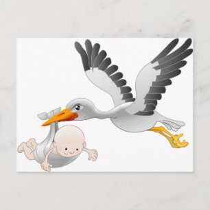 stork and baby postcard