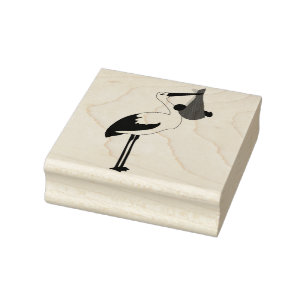 Stork and Baby Rubber Stamp