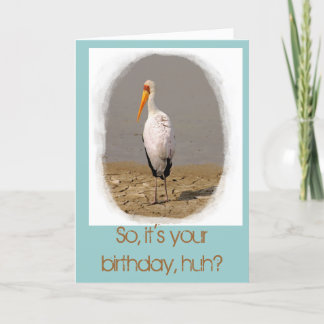 Stork Art Birthday Card (in aqua)