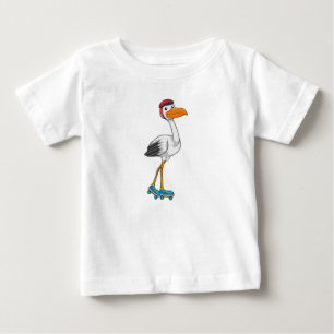 Stork as Inline skater with Roller skates Baby T-Shirt