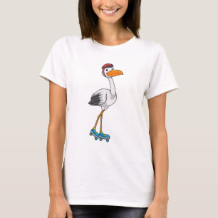 Stork as Inline skater with Roller skates T-Shirt